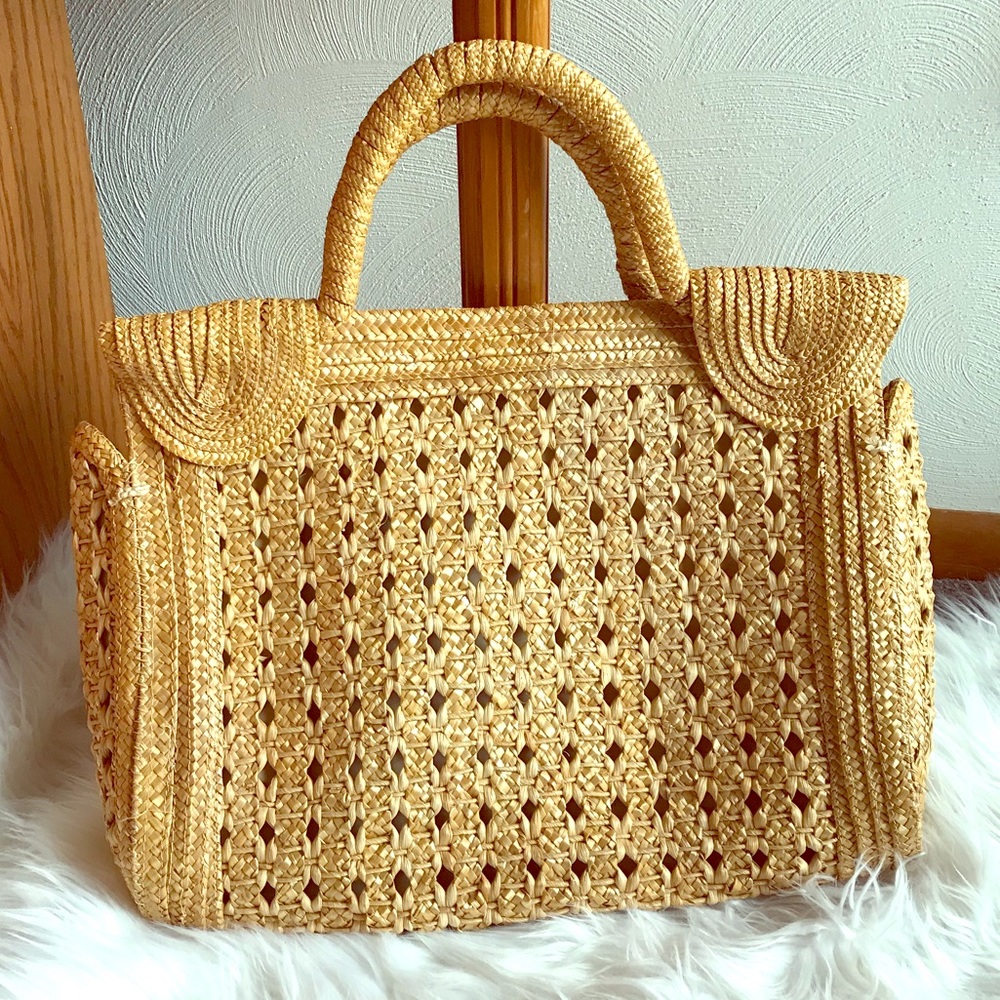 Tianjin | Vintage Woven Straw Tote Bag / Purse